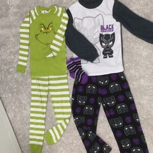 2 pairs of long sleeve boys pajama pants